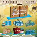 DoubleFill 6 Pcs Travel Themed Wooden Centerpieces Table Toppers Adventure Awaits Party Decor Travel Around the World Bon Voyage Table Decor Photo Props for Let the Adventure Begin Going Away Party