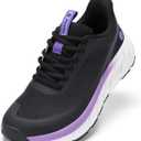 FitVille Wide Toe Box Shoes Women Comfortable Non Slip Wide Walking Shoes Women Swollen Feet Lightweight (Black With French Violet), Size 9