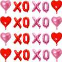 Valentines Day XOXO Balloons, Galentines Day Red Pink XOXO Balloon and Heart Foil Balloons for Valentines Day Anniversary Wedding Engagement Proposal Bachelorette Party Decorations