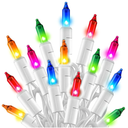 TW SHINE Christmas String Lights, 20FT 100 Count Incandescent White Wire Christmas Mini Lights, Waterproof Xmas String Lights for Outdoor Indoor Home Party Yard Decorations, Multi-Colored