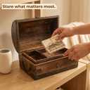 Happenings Solid Wood Treasure Chest Box, Removable Tray, Medium 12x8x8 in