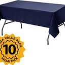 10-Pack Navy Blue Tablecloths for Rectangle Tables, 60 x 102 Inches, Stain-Resistant Polyester Fabric for 6 Foot Tables - Washable Table Covers for Weddings, Birthday Parties, Events