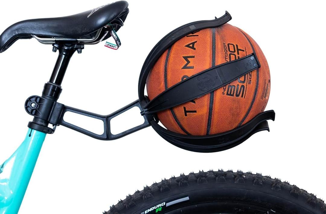 Bicycle Ball Holder, Safety Device for Children and Teenagers, Easy-to-Apply Holder, Suitable for Footballs, Volleyballs, Basketballs and Rugby Balls, Black