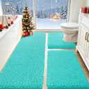ACCUMTEK Upgrade Extra Large Teal Green Bathroom Rug Set 3 Pieces Ultra Soft, Thick Absorbent Bath Mats, Non Slip Chenille Toilet Mat for Bathroom, Bedroom, Kitchen, Turquoise