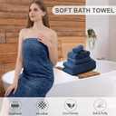 Smuge 18-Piece Bath Towel Set, Include 6 Bath Towel Sheets, 6 Hand Towels and 6 Washcloths - Highly Absorbent Quick Dry 100% Microfiber,Ultra Soft Bathroom Towel Set (Navy Blue)
