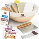 Superbaking Banneton Bread Proofing Basket, Sourdough Bread Baking Supplies, Round 9 Inch Sourdough Starter Kit, Proofing Basket for Baking, Bread Making Supplies Tools, Banneton Basket Gift Set