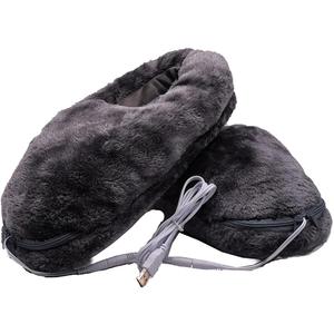 USB Heated Foot Warmers, Heat Slippers Heating Pads for Feet Warmers Keep Foot Warm Cold Relief for Indoor Home Office (Grey, One Size)