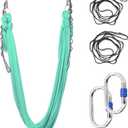 5.5 Yards Aerial Silks Yoga Swing Set - Aerial Yoga Hammock Kit Anti-Gravity Flying for Fitness, Low/Non Stretch Nylon Tricot Fabric Hardware Included for Dance (TENDER GREEN)