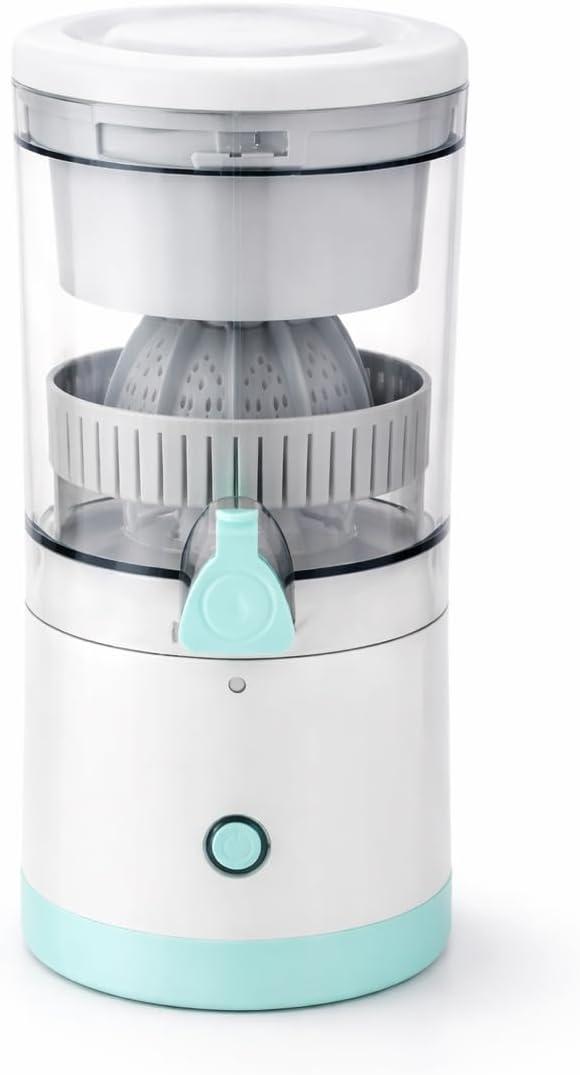 Electric Citrus Juicer USB Rechargeable  Portable Orange & Lemon Squeezer, Automatic One-Touch Operation, Compact Design for Kitchen & Travel, White & Mint Green