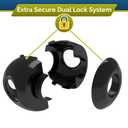 2 x Child Safety Door Knob Cover (4 Pack) Hard-to-Remove Dual-Lock Door Handle Covers for Kids - Reusable Baby Proof Door Knob Locks - Installs Easily, No Tools Needed (Black)