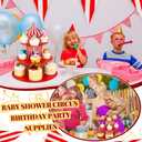 Amyhill 2 Pcs Carnival Cupcake Stand 3 Tier Cardboard Cupcake Holder Red White Striped Circus Cupcake Holders for Dessert Table Displays Carnival Birthday Theme Party Decorations
