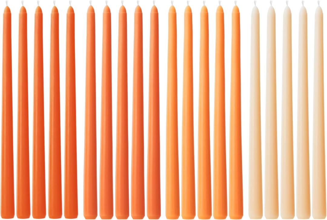 Viyffo 12 Inch Orange Taper Candles Set of 20 Unscented Smokeless Long Tall Tapered Candle for Candlesticks Sticks Wedding Home Decor Dinner