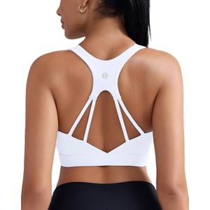 RUNNING GIRL Adjustable Straps High Impact Sports Bras with Sewn in Pads | High Support, Workout, Cloud-Soft, Racerback, Molded Cup, Supportive for women (White, XXL)