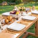 bUCLA 50PCS White and Gold Plastic Plates Disposable - Square Gold Heavy Duty - Include 25 Each (Dinner & Dessert) Plates for Party & Wedding