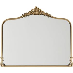 Vintage Gold Wall Mirror - 36x30 inch, Ornate Baroque Design, Incricate Crown, Metal Frame, Large Antique Decorative Mirror for Fireplace Mantle, Living Room, Entryway, Bathroom
