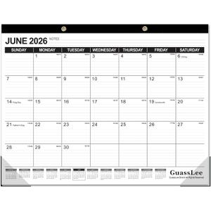 GuassLee Large Desk Calendar 2026-2027,19 Months from Jun. 2026 to Dec. 2027, 22 x 17 Inches Desktop Wall Calendar Hanging Planner with Julian Date, Notes, Corner Protectors for School Home Office