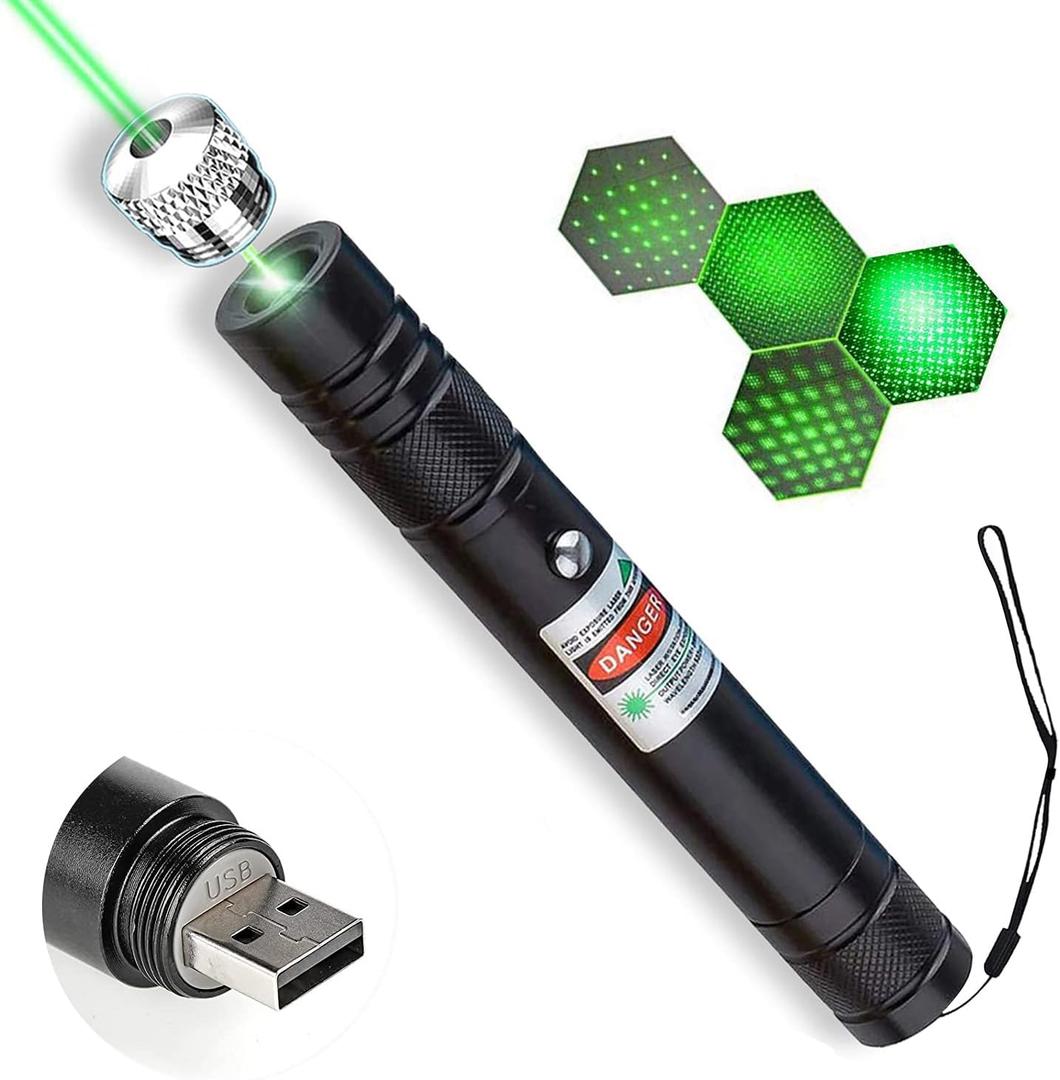 Cyahvtl Laser Pointer, Tactical Flashlights 2000 Metres Green Long Range High Power Handheld Flashlight, Rechargeable Laser Pointer for USB, with Star Cap Adjustable Focus Suitable for Projecto Cyahvtl Laser Pointer, Tactical Flashlights 2000 Metres Green Long Range High Power Handheld Flashlight, Rechargeable Laser Pointer for USB, with Star Cap Adjustable Focus Suitable for Projecto
