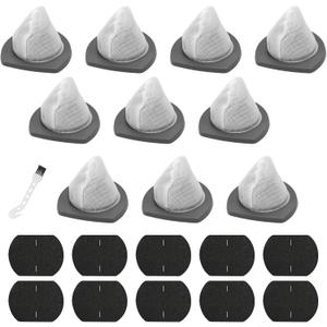 10 PACK 2033 Vacuum Filter Replacement fits for Bissell Featherweight Stick Lightweight Bagless Vacuum Cleaner Parts, 2033, 20331, 20333, 20334, 20336, 20339, 2033M, 10 Mesh Filters & 10 Foam Filters