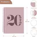 Rileys 2025 Weekly Planner - Typographic Annual & Monthly Agenda Planner, Flexible Cover, Notes Pages, Twin-Wire Binding (8 x 6 inch, Pink)