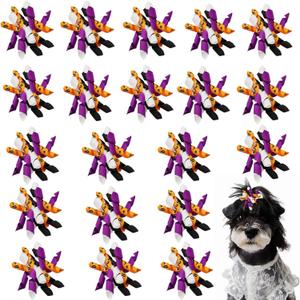 20pcs/Pack Halloween Pet Dog Cat Hair Bows Puppy Grooming Bows Hair Accessories with Rubber Bands (B#)