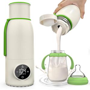 Portable Bottle Warmer for Travel, Baby Portable Milk Warmer 4Min Fast Heat, 20Hour Heat Retention,17 Oz Cordless Rechargeable for Night Feeding Breastmilk Formula, First Mothers Day Gifts for New Mom