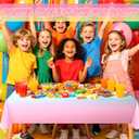 Mwellewm 6 Pack Rainbow Tablecloth Pastel Table Cloths for Parties Decorations Plastic Birthday Tablecover Party Supplies Rectangle Table Cover for Baby Shower Wedding Princess Decorations 54x108 Inch