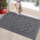 REFETONE Indoor Doormat, Front Back Door Mat 24"x36" Rubber Backing Non Slip Mats, Absorbent Washable Entrance Doormat for Entryway, Resist Dirt Low-Profile Inside Floor Mat for Muddy Shoes, Grey (Big Plaid Dark Grey)