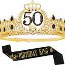 Birthday King Crown and Sash, Gifts for Men. Birthday Party Decoration for Men (Gold-50)
