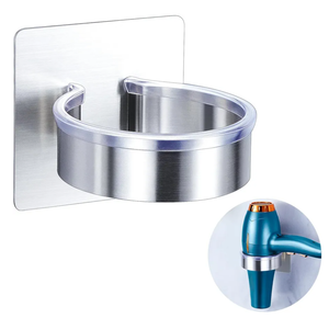 Hair Dryer Holder Wall Mount, Blow Dryer Holder Wall, Adhesive Hair Dryer Hanger, Blow Dryer Organizer, Hair Tools Organizer for Bathroom Salon Barber Shop Hotel (Silver)