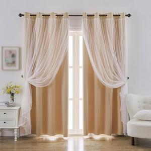 Stars Curtains Blackout Curtains for Bedroom Double Layer Curtains Kids Curtains Cute Curtains Kids Blackout Curtains, Curtains 72 Inches Long 1 Panel, Beige Curtains, 52 X 72 Inches