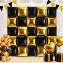 TONIFUL Square Foil Balloon Wall 30pcs Gold and Black Double Sided Mylar Square Balloon Garland Kit Balloons Background Arch for Graduation Anniversary Birthday New Years Decorations