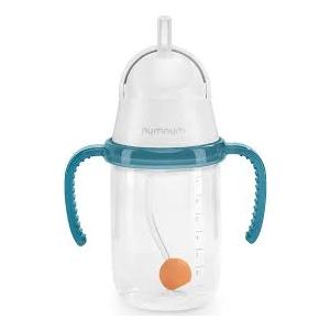 NumNum Baby Straw Cup, Weighted Straw Cup, Spill Proof Sippy Cups with Straw for 6-12 Months, Toddler Drinking Cups, Baby Essentials (1-Pack, Blue)