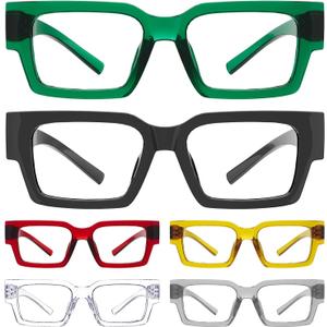 Eyekepper Metalless Reading Glasses with Screwless Spring Hinges 6 Pack Men's Women Readers Standard Size +2.00