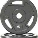 Fitvids Cast Iron 1-Inch Standard Weight Plate for Strength Training & Weightlifting, Multiple Weights A, 5LB Pair