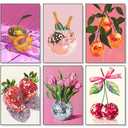 6 Pack Disco Ball Paint by Numbers Kit for Adults Beginner 8x12 Inch, Disco Ball Adult Paint by Number Kits on Canvas Without Frame, DIY Acrylic Fruit Painting by Numbers for Home Wall Decor Gift