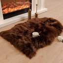 Carvapet Luxury Soft Faux Sheepskin Area Rug for Chair Cover Bedroom Living Room Plush Fake Fur Seat Pad with Non Slip Backing 2 x 3 Ft Brown