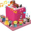 for TonieBox 2/1 Square Tonies Storage Shelf,Tonie Shelves Magnetic with Pine Wood Organizer Figures 12-30 Characters Compatible Charging Station Tonies Box Shelf for Kid's Room(Pink)