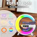 LED Table Lamp with Wireless Charger, G Shaped Night Light Lamp with Bluetooth Speaker, Sunrise Alarm Clock, Smart Mini Atmosphere Lamp for Bedroom, Office, Living Area (White)