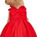 GORGLITTER Bow Dog Dress Ruffle Trim Princess Dress Pet Clothes with Bow Clip Red X-Large