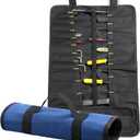 22 pocket Tool Bag Canvas Wrench Roll Up Pouch/Screwdriver Pliers Roller Compartments Organizers/Small Socket Bags/Tool Roll Organizer For Mechanic,Electrician & Hobbyist (1pc Blue)