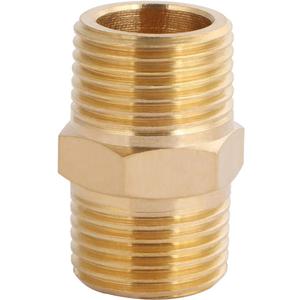 U.S. Solid Brass Pipe Fitting, Hex Nipple, 3/8" x 3/8" NPT Male Pipe Adapter