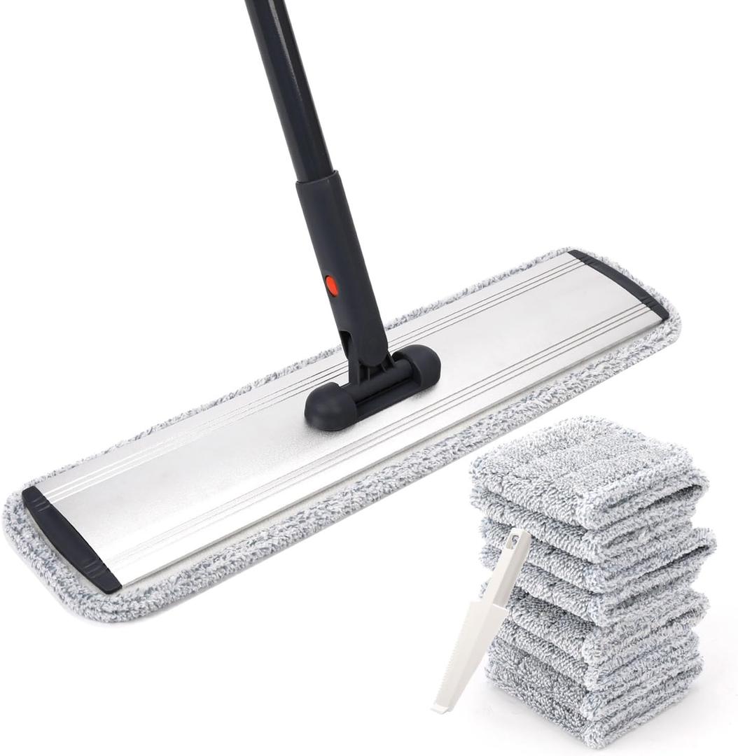 Microfiber Mop 18 in Large Flat Mops for Floor Cleaning with 4 Premium Pads Hardwood for Cleaning Wet Mop (18 Mop)