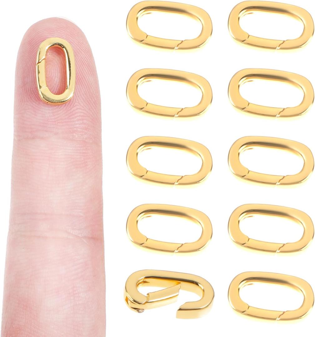 12pcs Gold Clasps for Jewelry Making Small Oval Jewelry Clasps Oval Pendant Brass Necklace Clasps and Closures for Bracelet Jewelry Making DIY Hardware Replacement