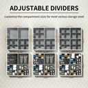 Aokeyee Shoe Organizer for Closet,2 Pack Foldable Shoe Storage Organizer Box Bin with Adjustable Dividers and Clear Cover, Fits up to 16-32 Pairs (Beige with Grey)