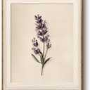 Bzstyleart Vintage Wall Art Decor, Framed Floral Wall Decor Painting Botanical Lavender Natural Picture Canvas Prints Artwork for Living Room Bedroom Bathroom Artwork Decoration 12 X 10 Inch