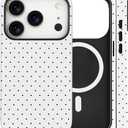 Magnetic for iPhone 17 Pro Case Cute Polka Dot Phone Case, Shockproof Slim TPU and Hard PC Protective Phone Cover Compatible with MagSafe Designed for Women Girls, White