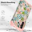 Hocase for Galaxy A15 5G Case, Heavy Duty Shockproof Protection Soft Silicone Rubber Bumper+Hard Plastic Hybrid Protective Case for Samsung Galaxy A15 5G (6.5") 2024 - Pink Flowers