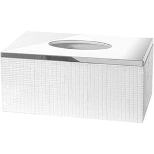 Creative Scents Estella Rectangle Tissue Box Cover - White Tissue Box Holder Rectangular - Decorative Tissue Holder for Bathroom - Elegant White Bathroom Accessories Decor