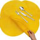 4PCS 15 Inch Round Braided Placemats, Washable Heat Resistant Circle Place Mats, Cotton Polyester Placemats for Kitchen Dining Table/Households(Yellow)