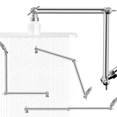 20 IN Shower Head Extension Arm, Anti-Leak Adjustable Shower Arm Extender for Rain & Handheld Shower Head, Extended Shower Head with G1/2 Universal Connector Compatible (Extend, Chrome)